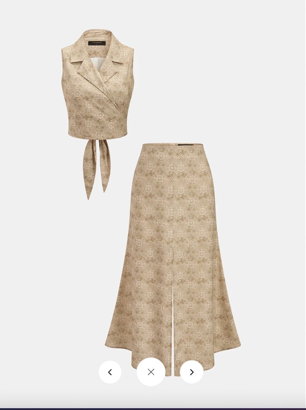 NWT Commense Linen Blend Printed Vest & Midi Skirt Set Sz L